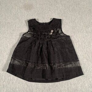 Madewell Lace Overlay Swing Tank Top Women 2 Black Sheer Crochet Boho Summer